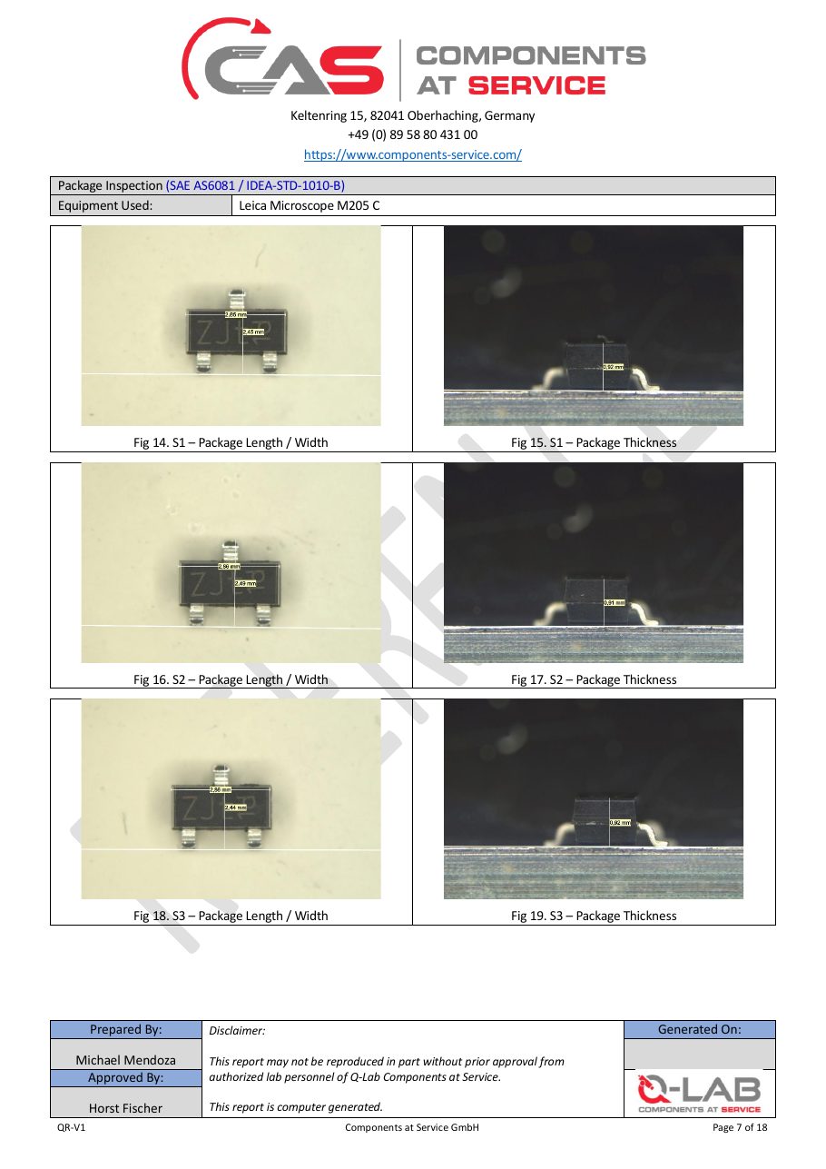 Test report, images